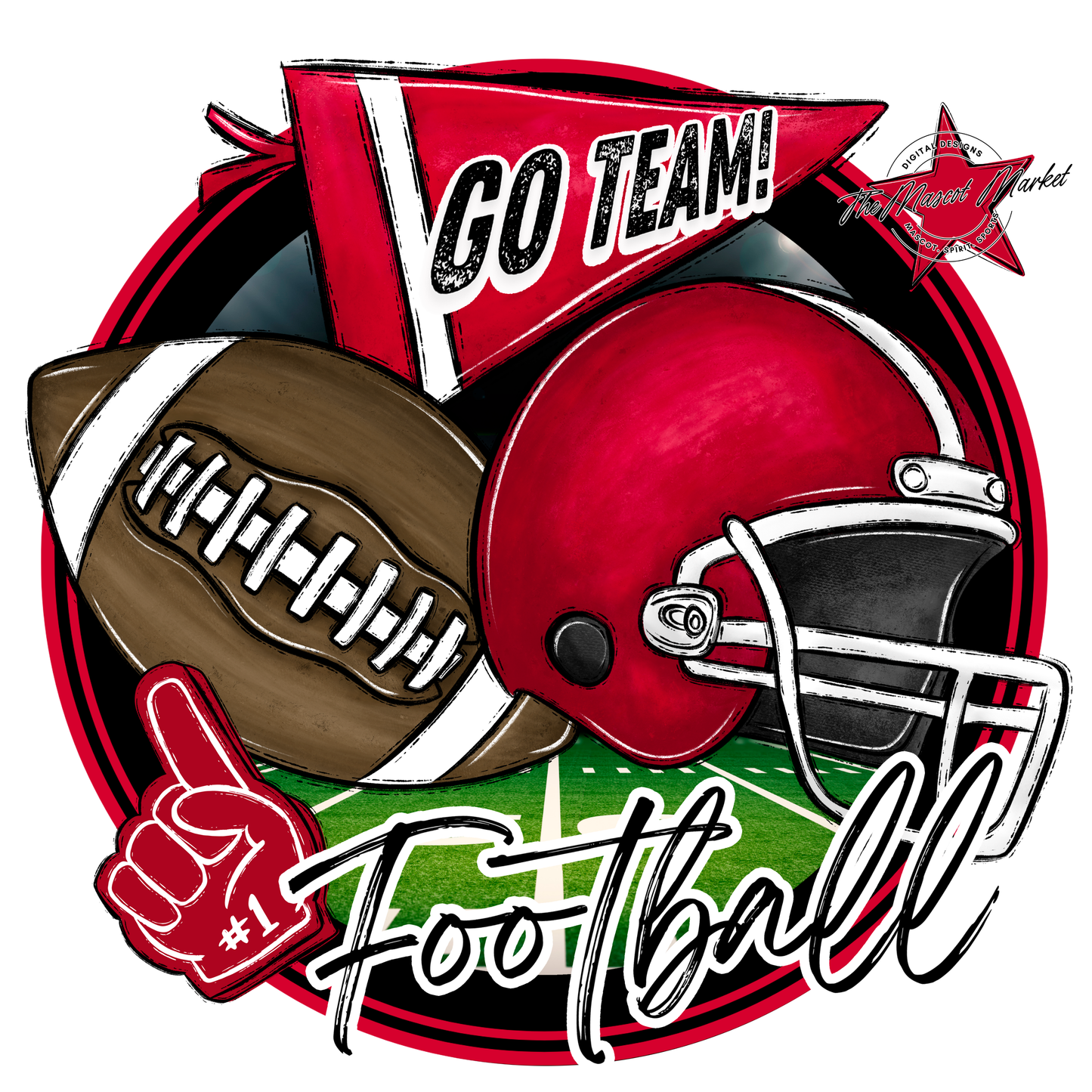 Football Circle Design-Red