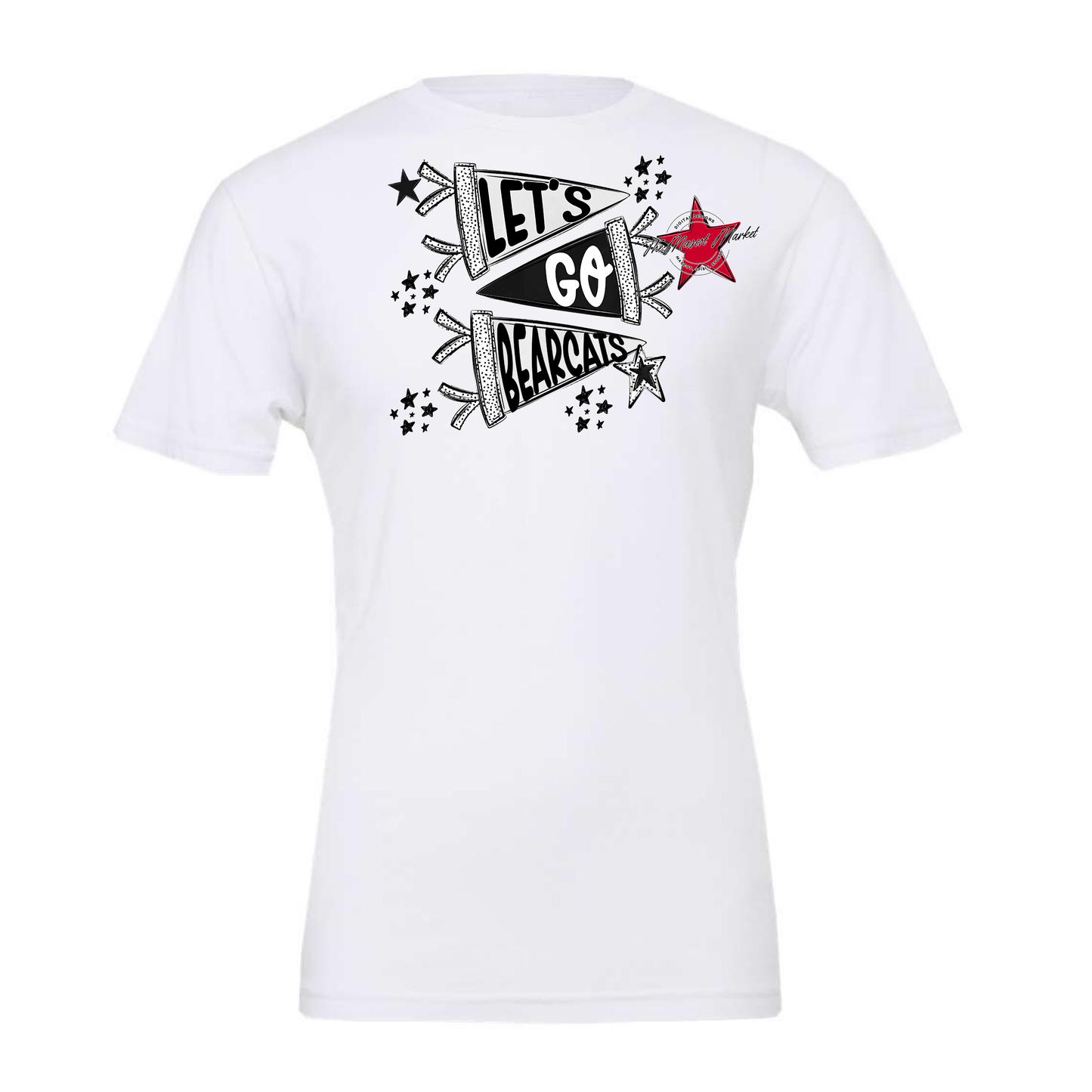 Lets Go Bearcats Flag Design-Black-White