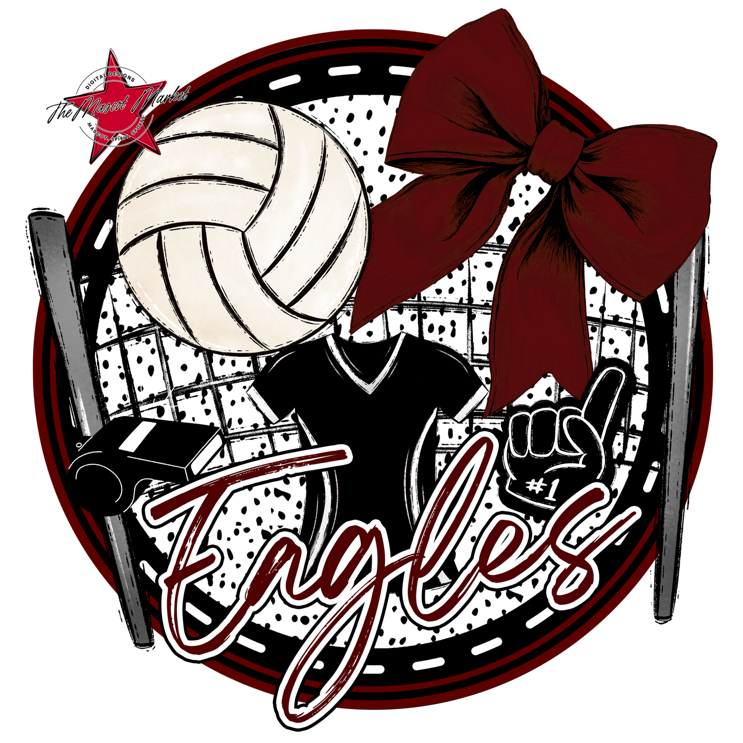 Eagles Circle Volleyball Design-Maroon