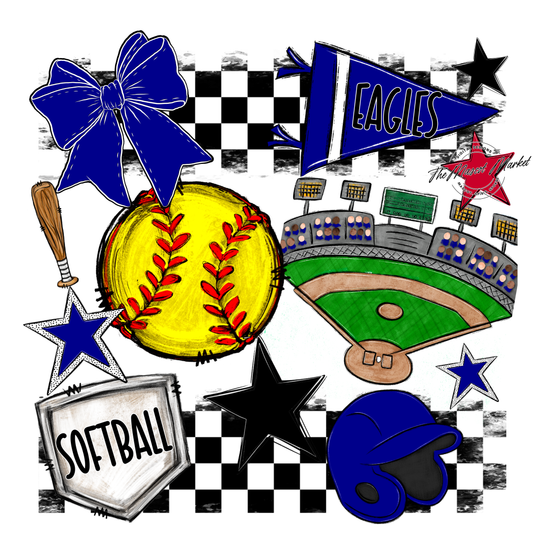 Eagles Softball Checkers Design-Blue