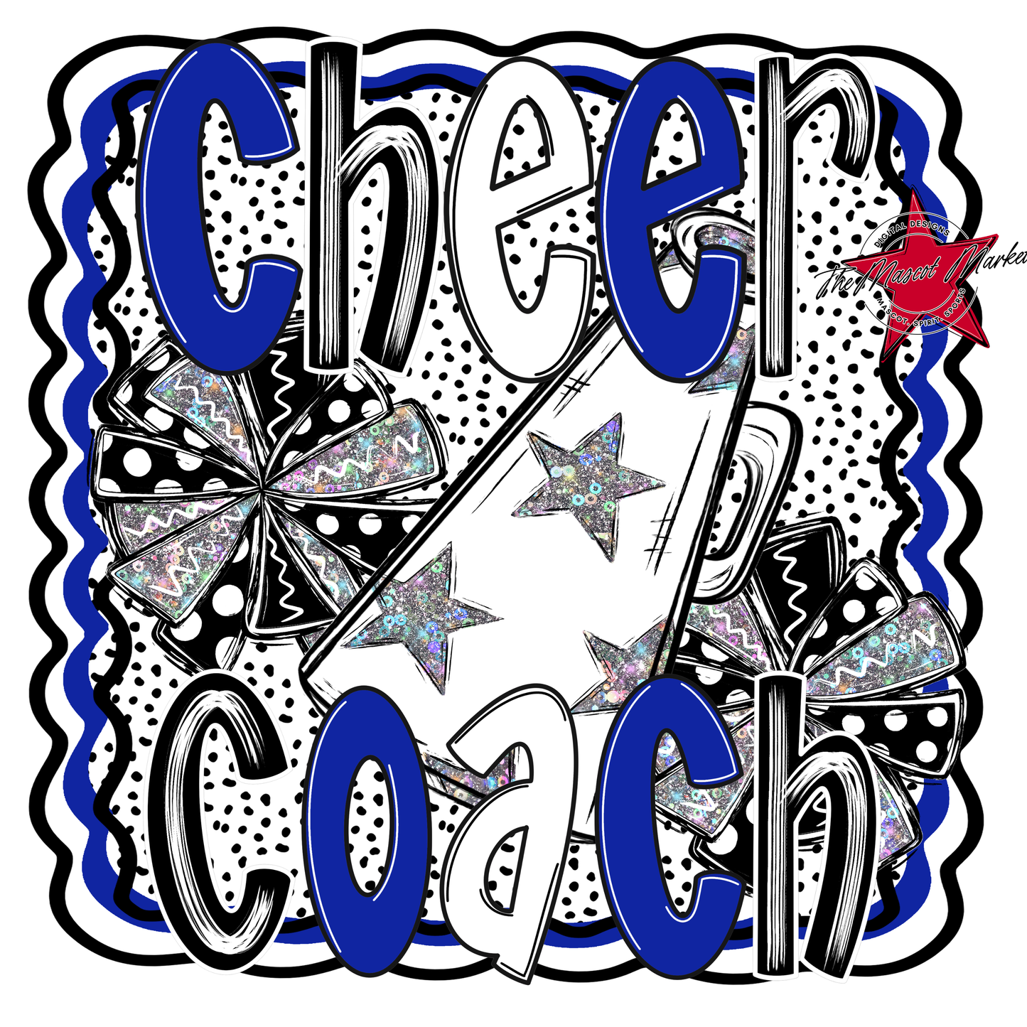 Cheer Coach Megaphone Dot Design-Royal Blue