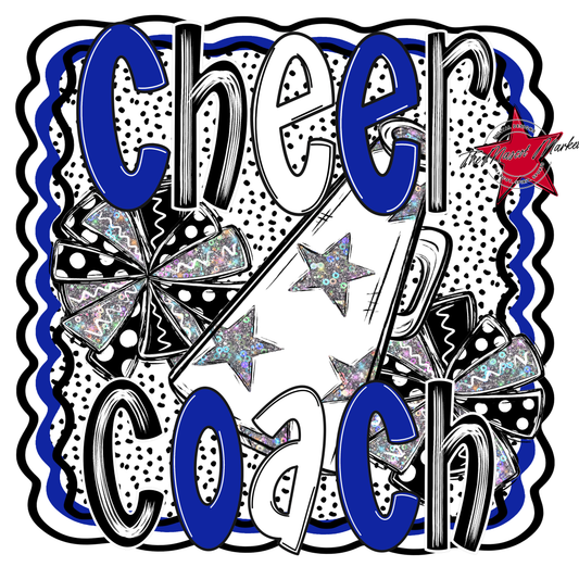 Cheer Coach Megaphone Dot Design-Royal Blue