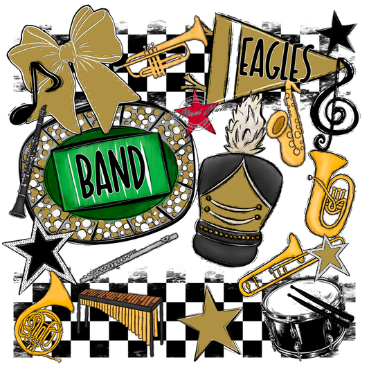 Eagles Band Checkers Design-Gold