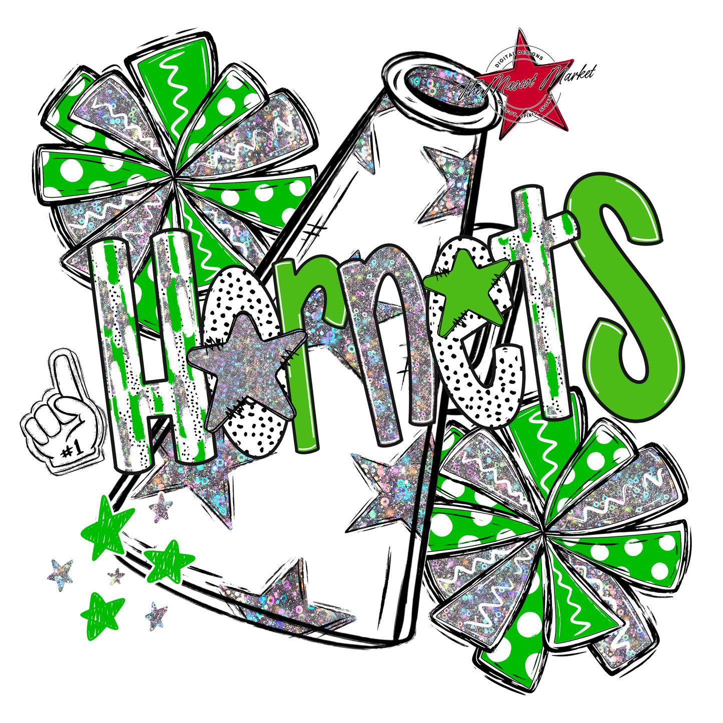 Hornets Cheer Megaphone Scrape-Bright Green