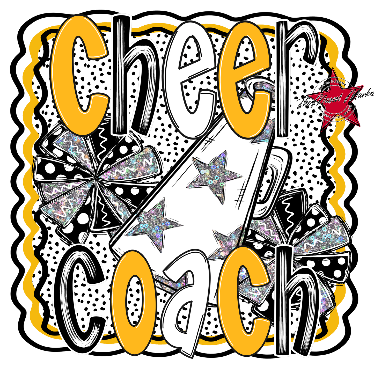 Cheer Coach Megaphone Dot Design-Yellow