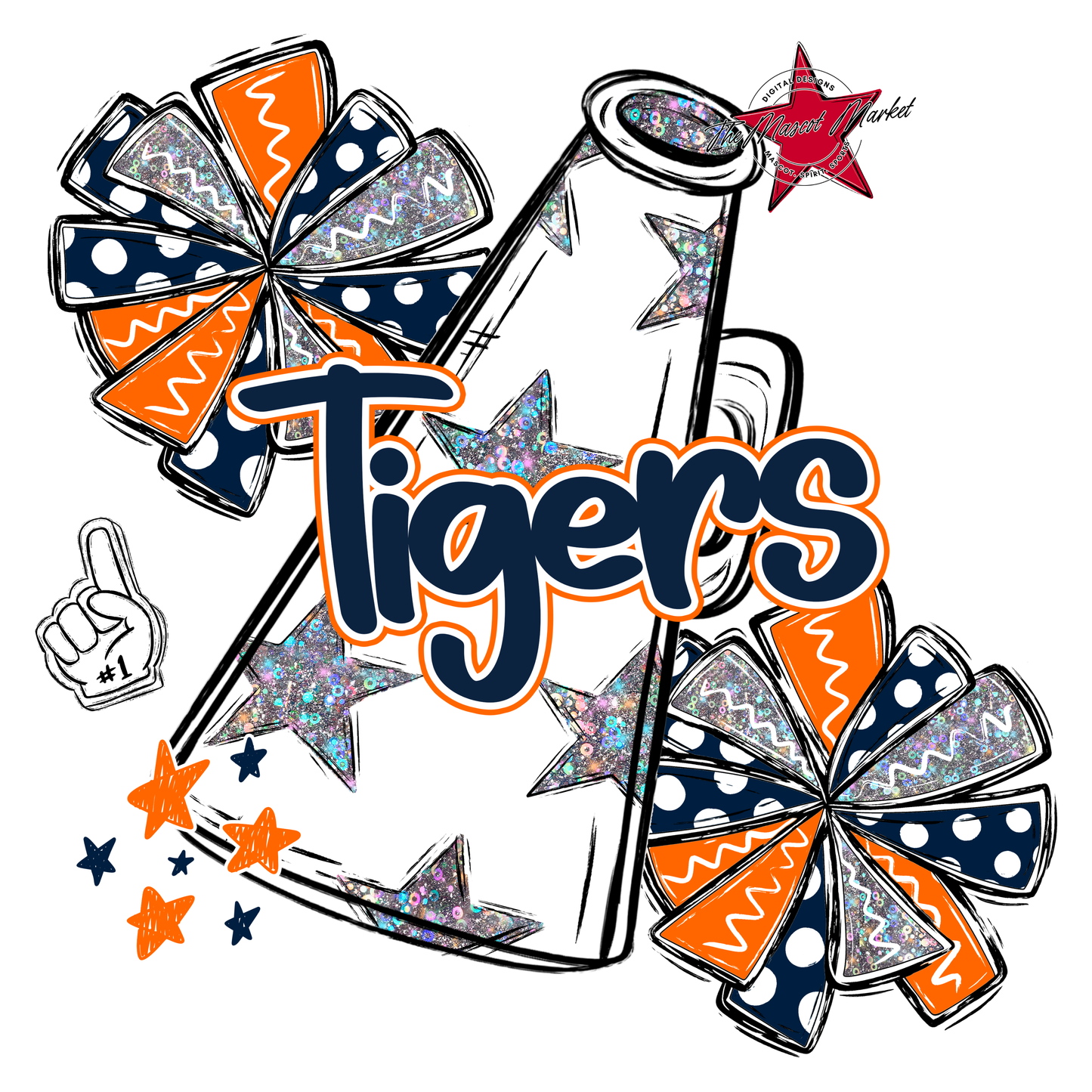 Tigers Alpha Megaphone Design-Navy-Orange
