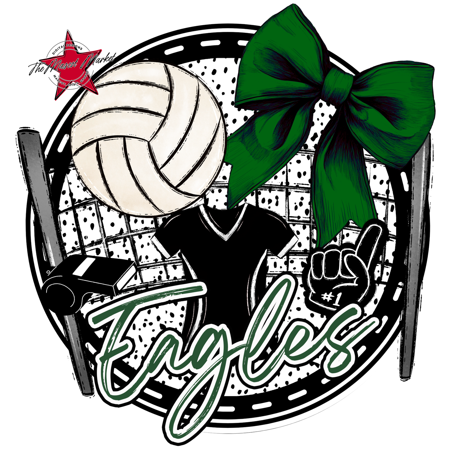 Eagles Circle Volleyball Design-Green
