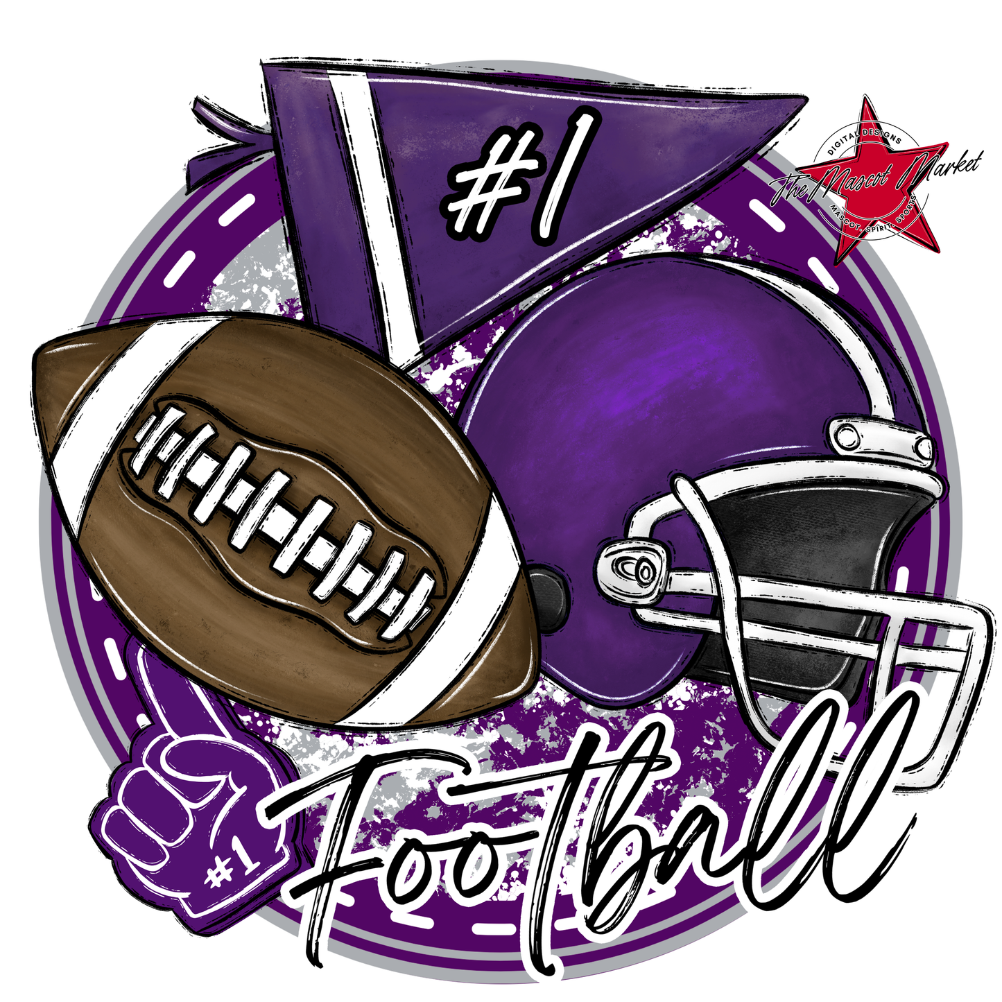 Football Circle Design-Purple-Grey