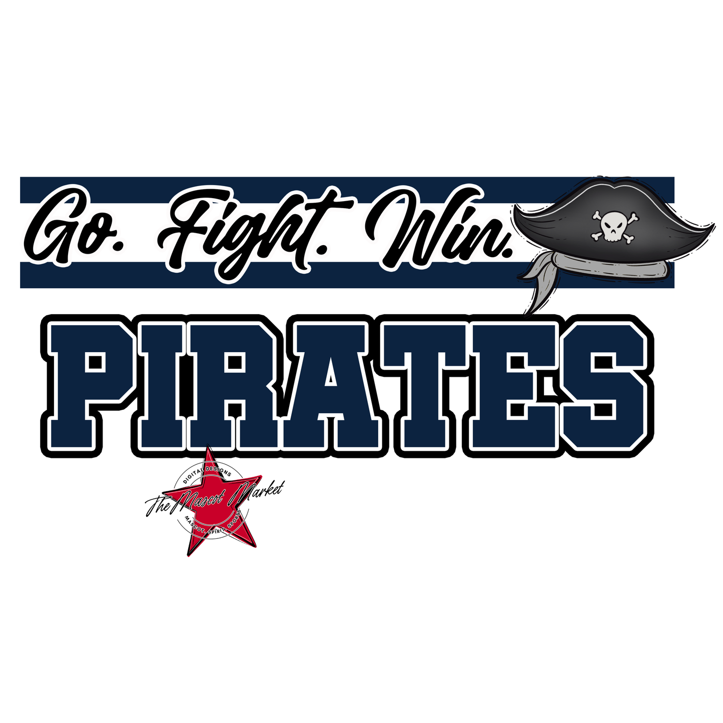 Pirates Go Fight Win Mascot Lines-Navy