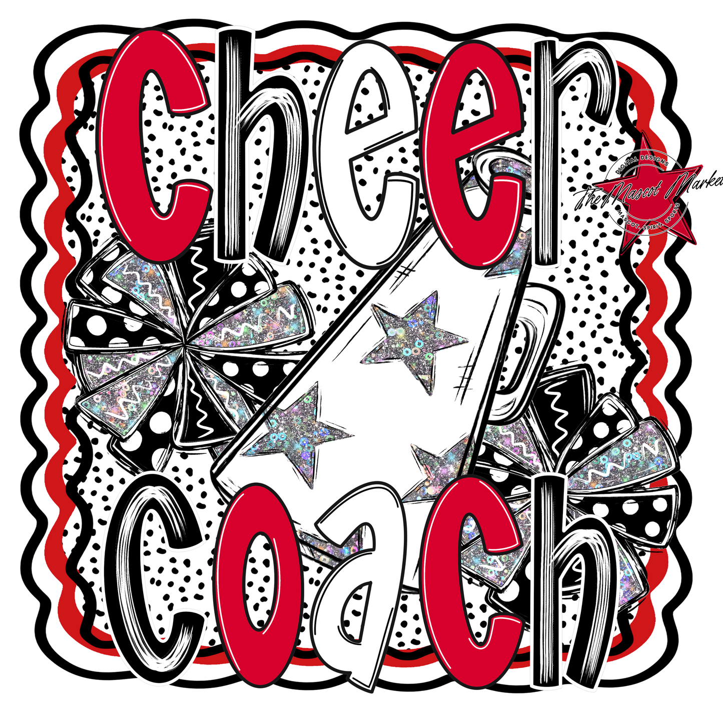 Cheer Coach Megaphone Dot Design-Red