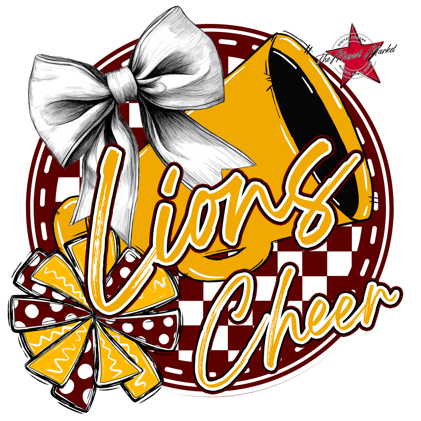 Lions Circle Cheer Design-Maroon-Yellow