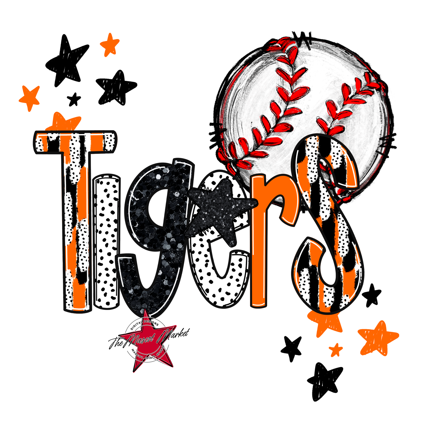 Tigers Baseball Scrape-Orange