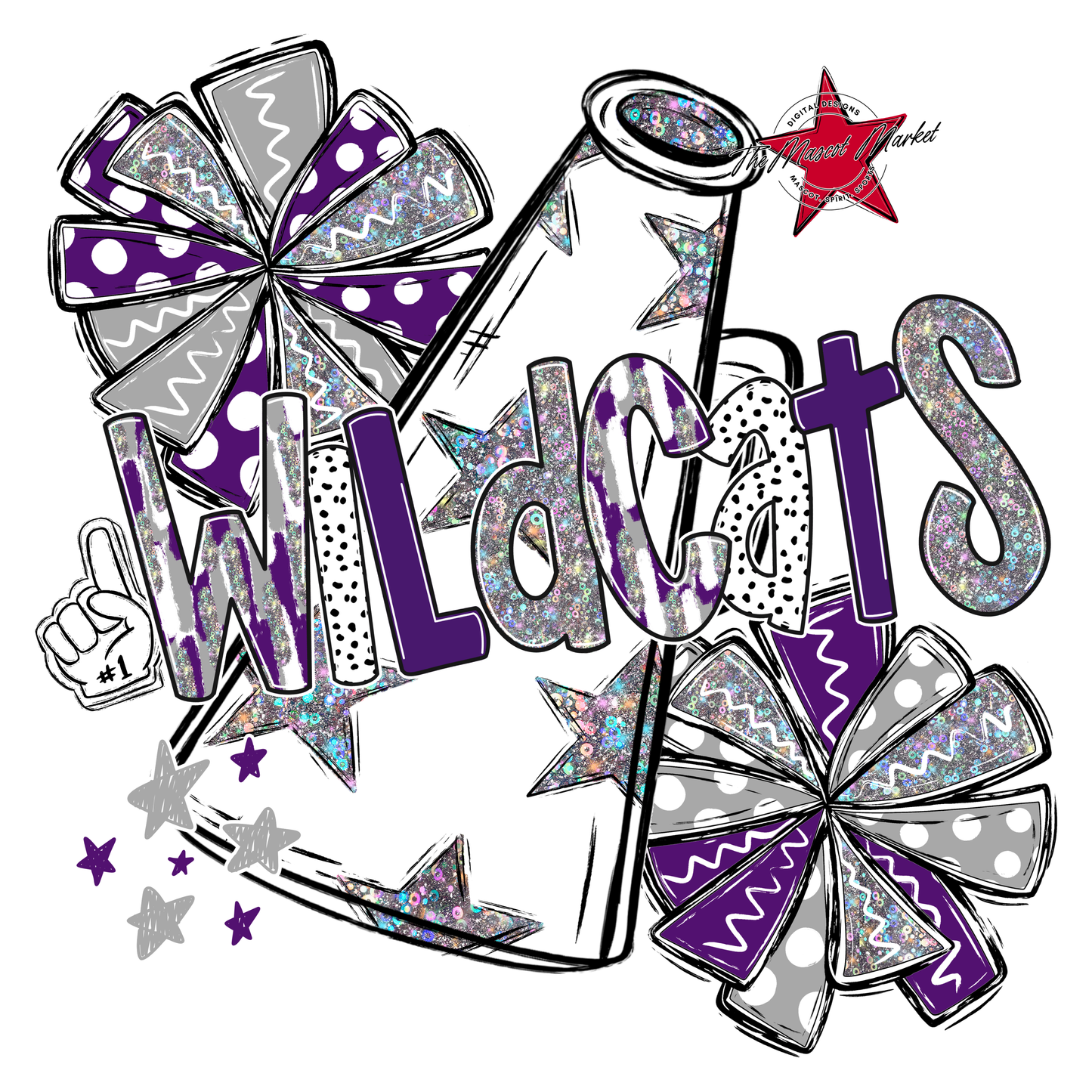 Wildcats Cheer Megaphone Scrape-Purple-Grey