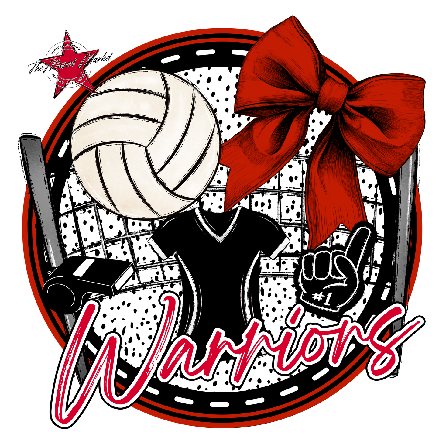 Warriors Circle Volleyball Design-Red