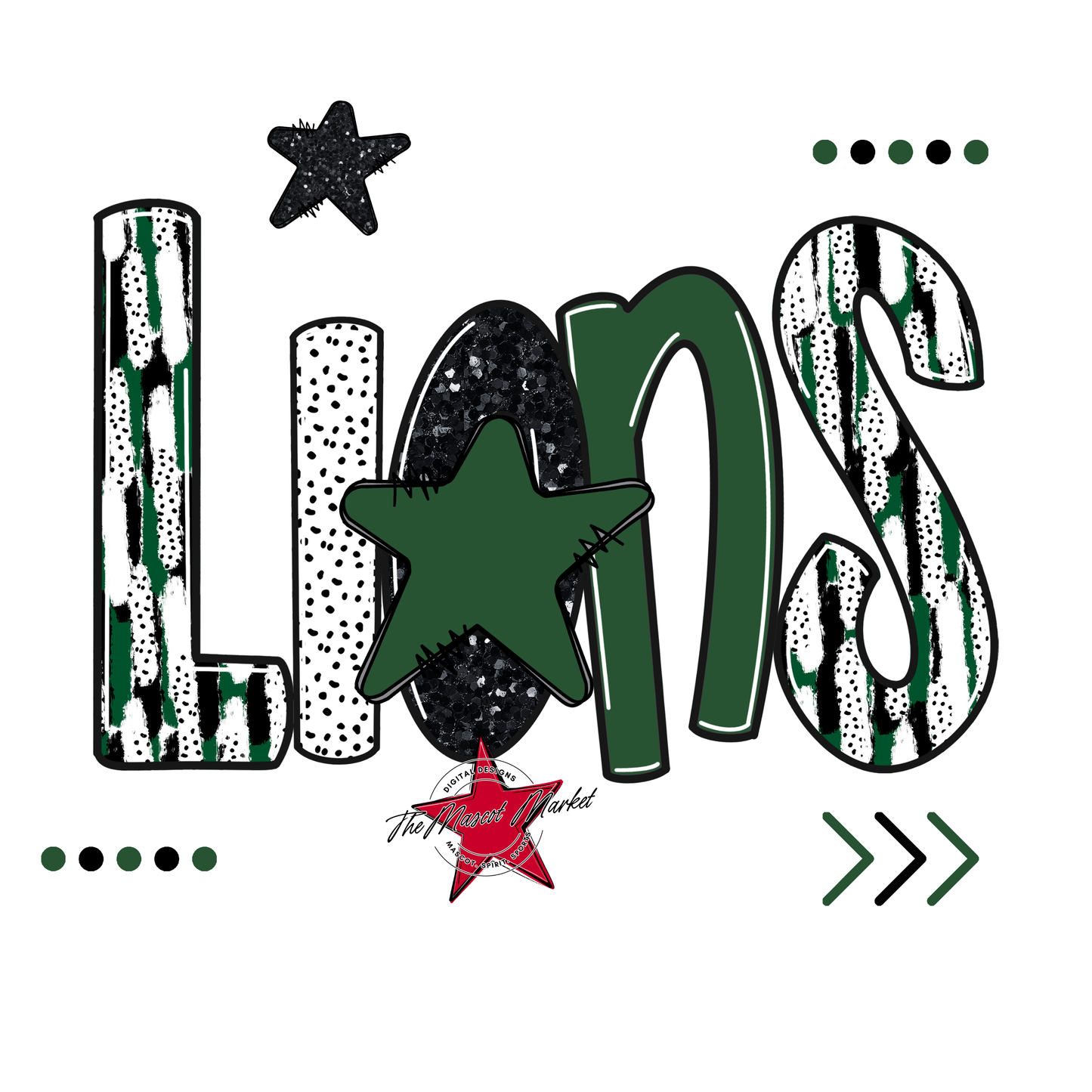 Lions Brushstroke Alpha w Arrows-Green