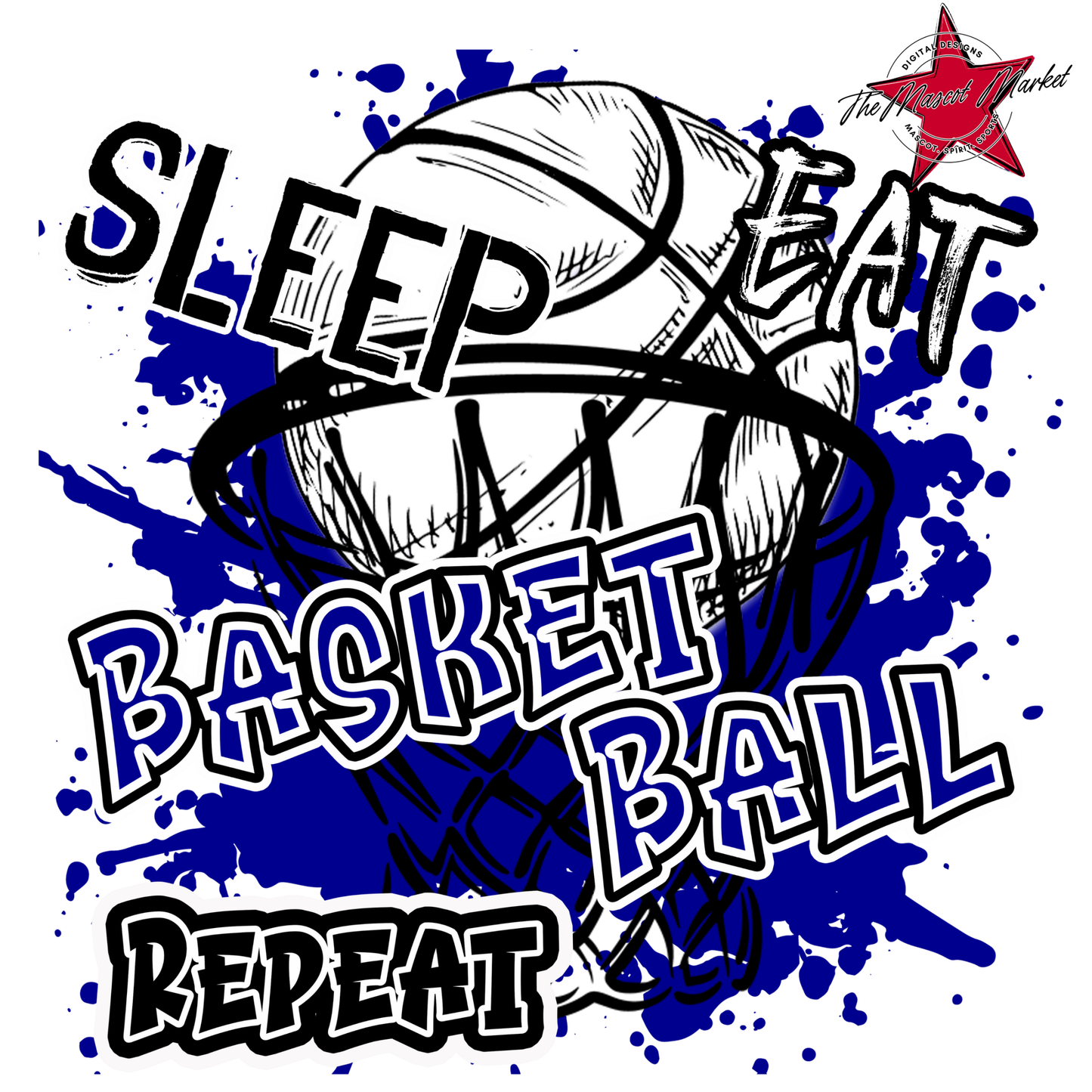Eat Sleep Basketball Repeat Design-Royal Blue