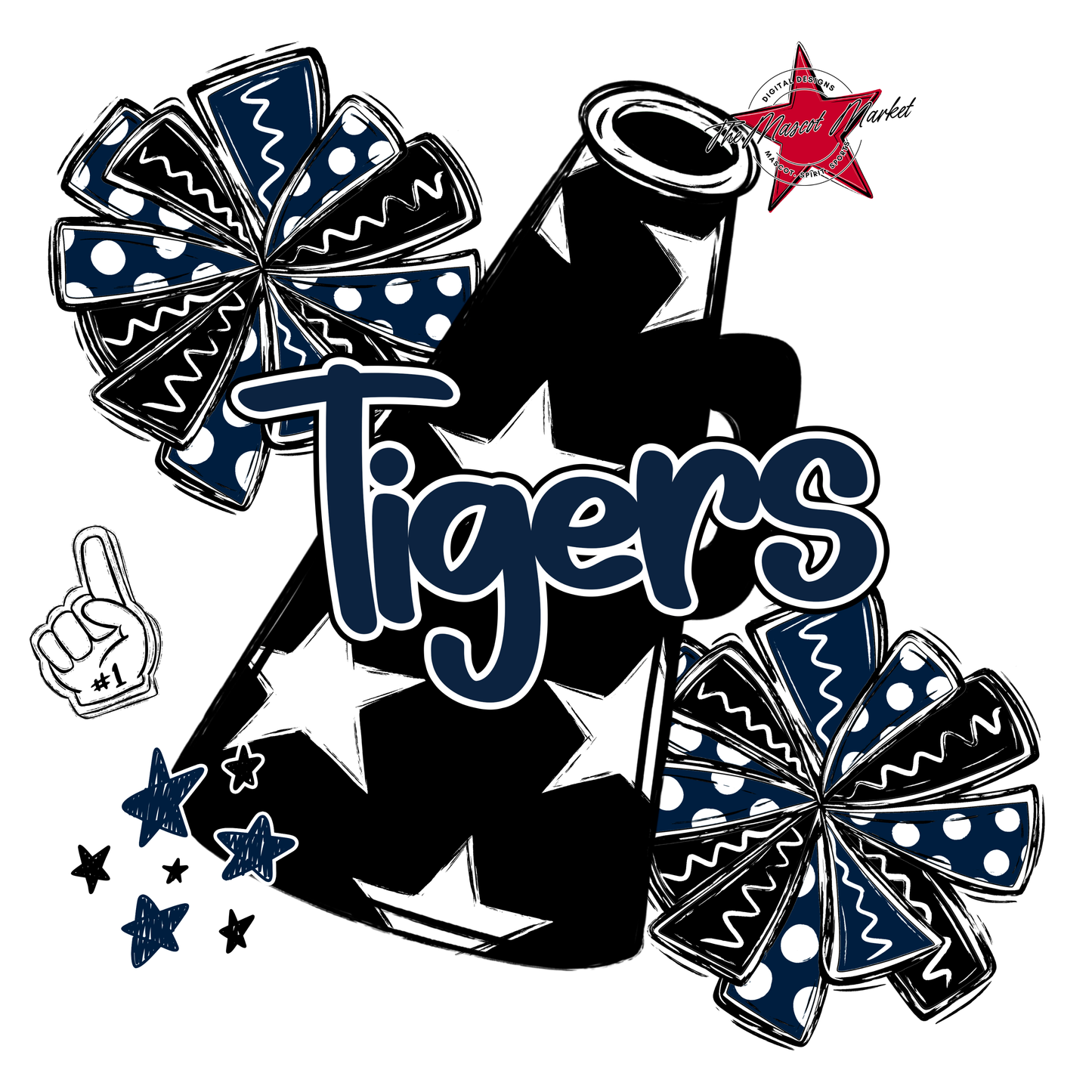 Tigers Alpha Megaphone Design-Navy