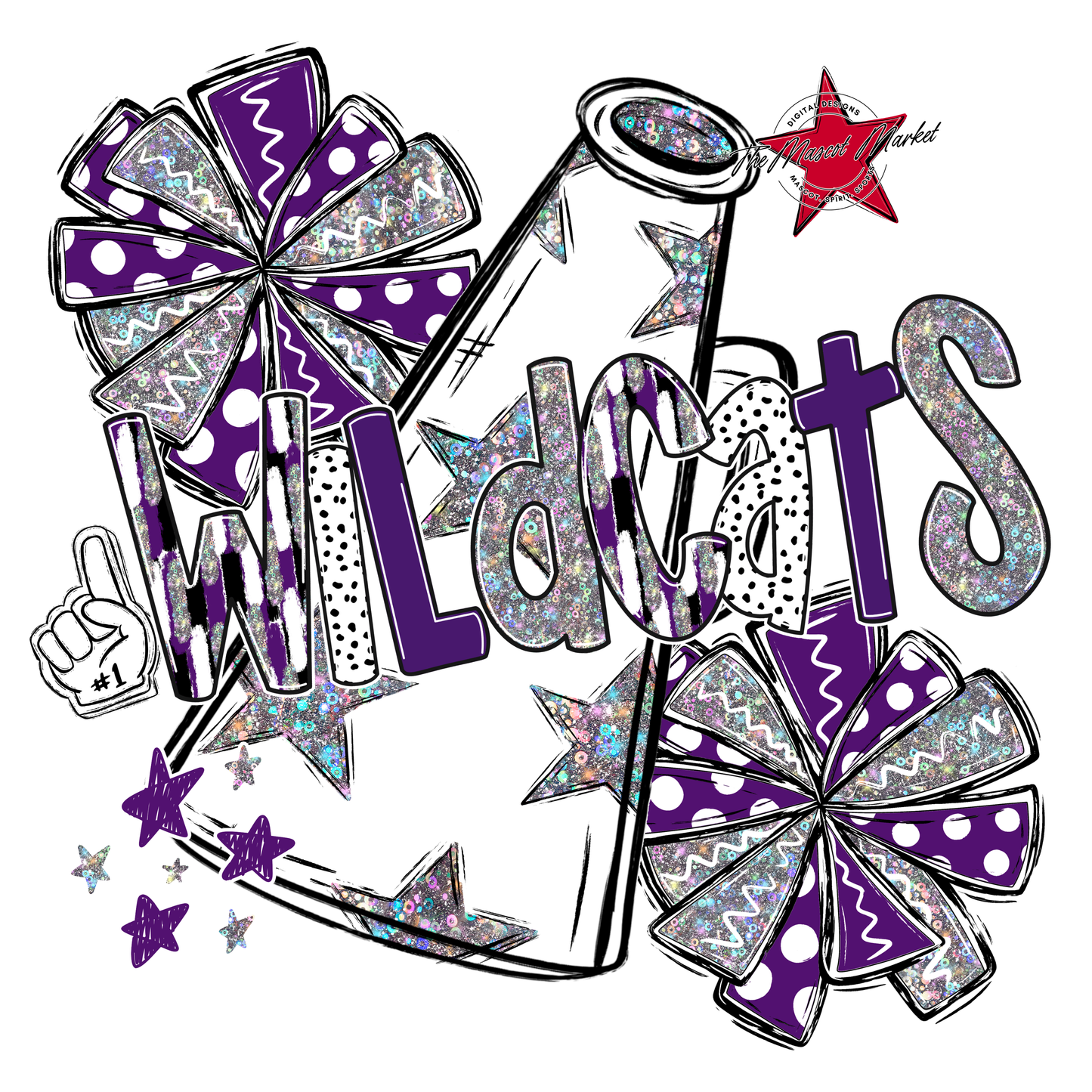 Wildcats Cheer Megaphone Scrape-Purple