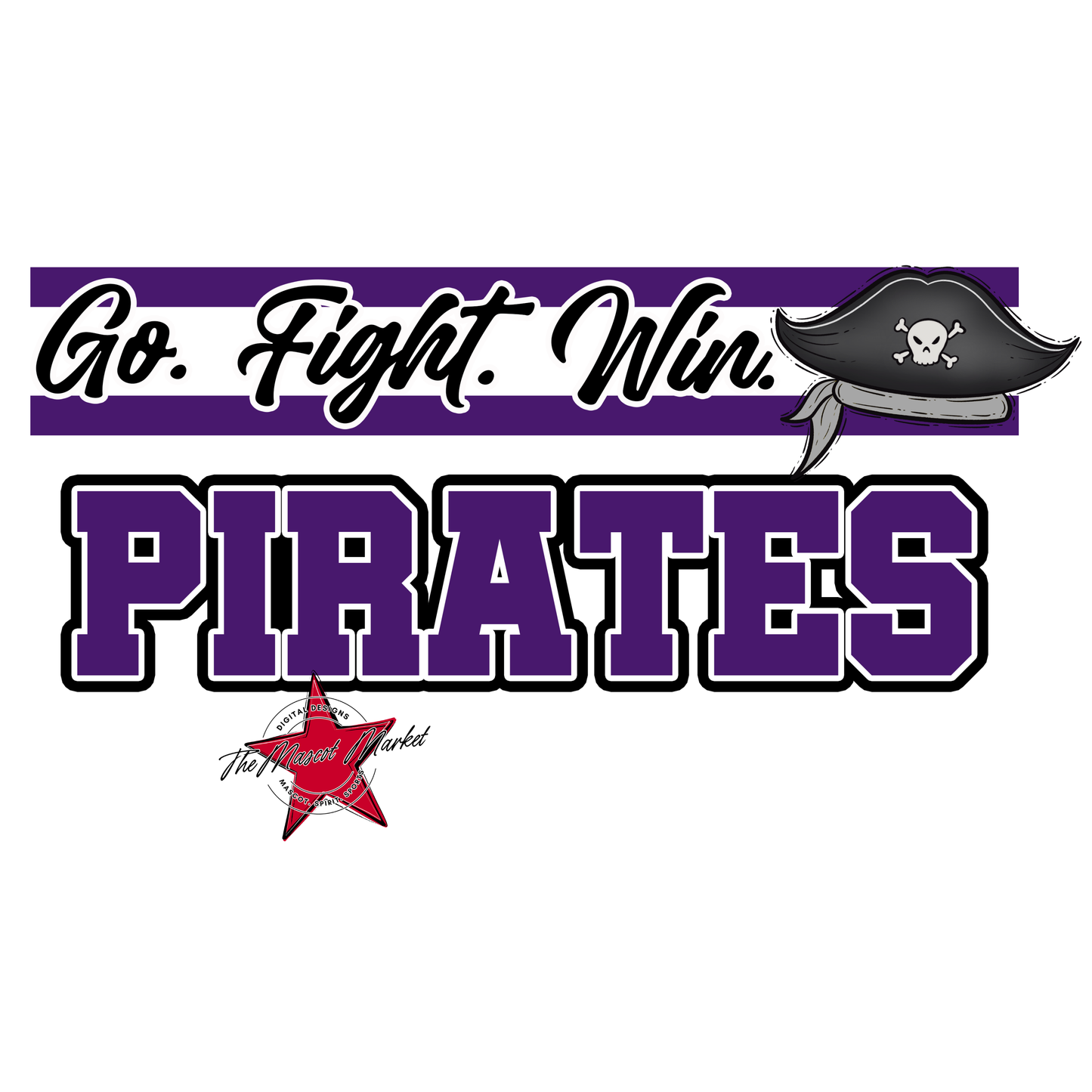 Pirates Go Fight Win Mascot Lines-Purple
