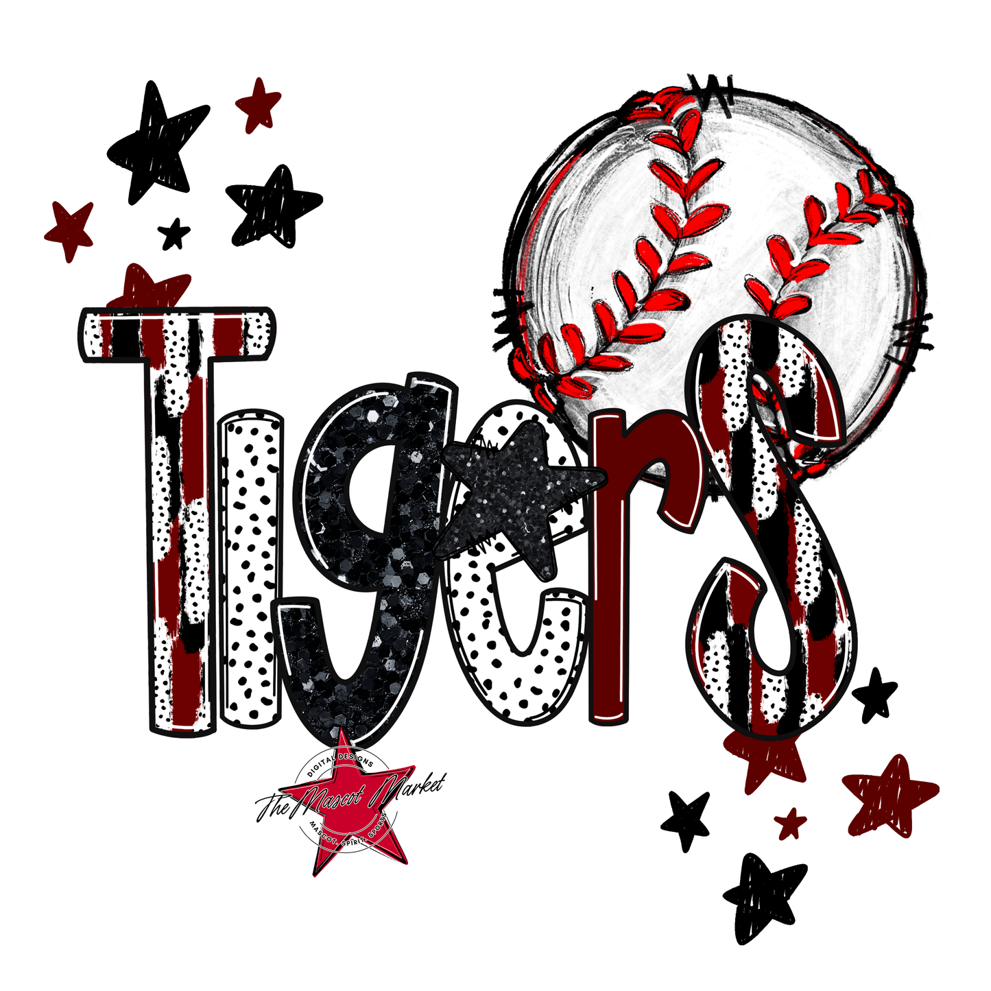 Tigers Baseball Scrape-Maroon