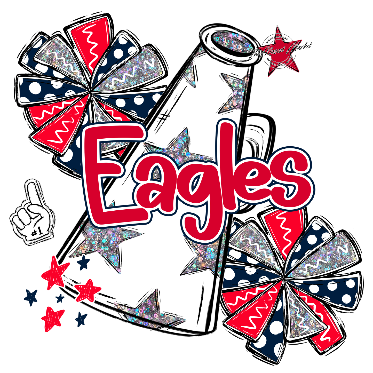 Eagles Alpha Cheer Megaphone-Navy-Red