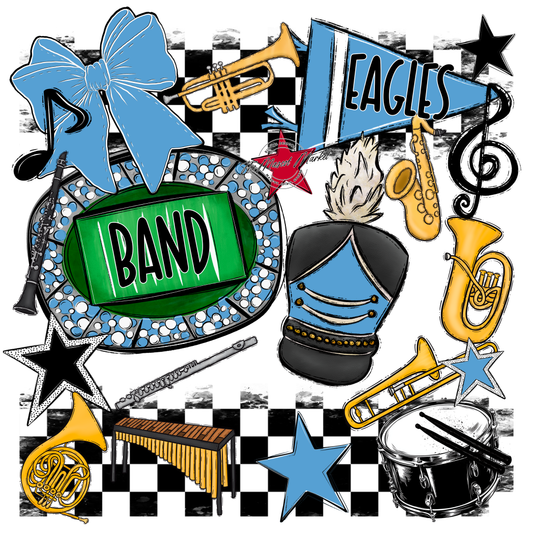 Eagles Band Checkers Design-Carolina Blue