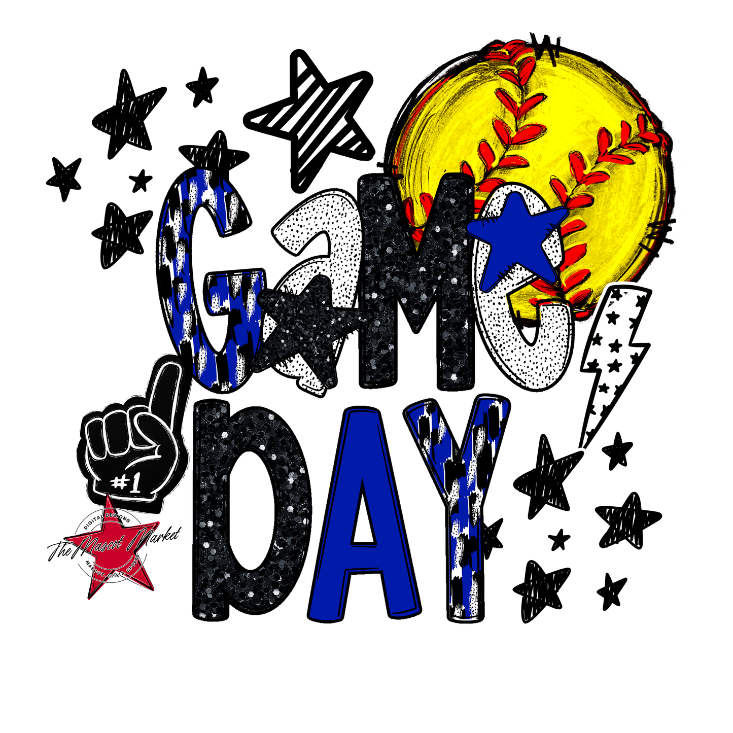 Game Day Softball Scrape Design-Blue