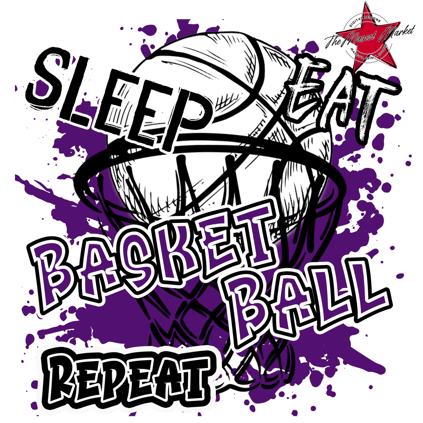 Eat Sleep Basketball Repeat Design-Purple