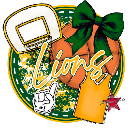 Lions Circle Basketball Design-Green-Yellow