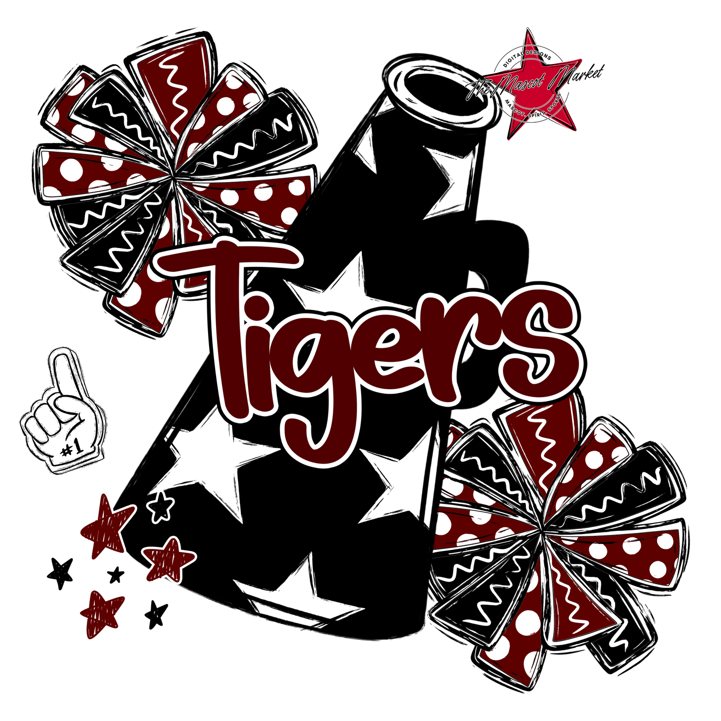 Tigers Alpha Megaphone Design-Maroon