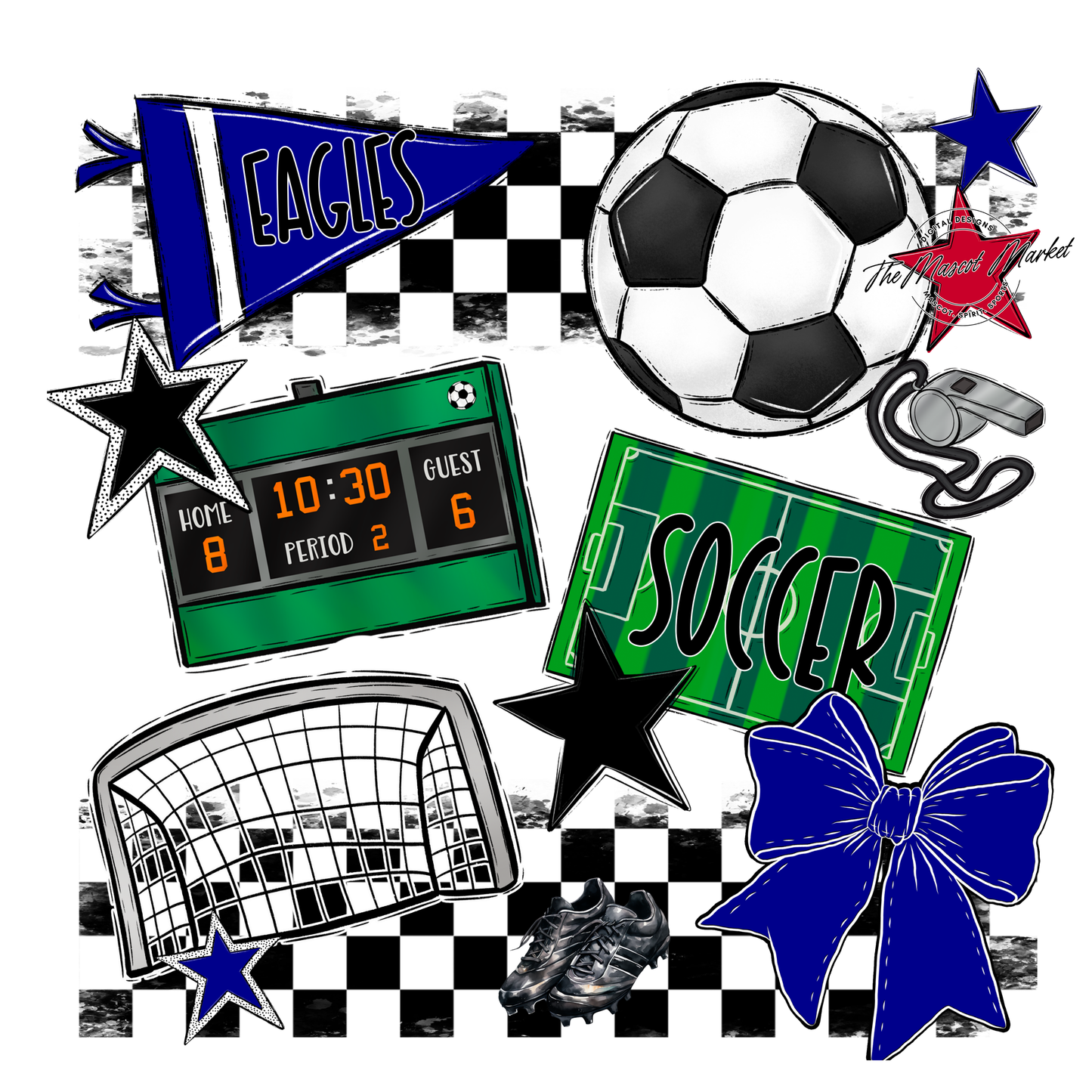 Eagles Soccer Checkers Design-Blue