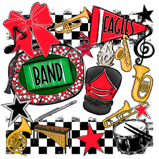 Eagles Band Checkers Design-Bright Red