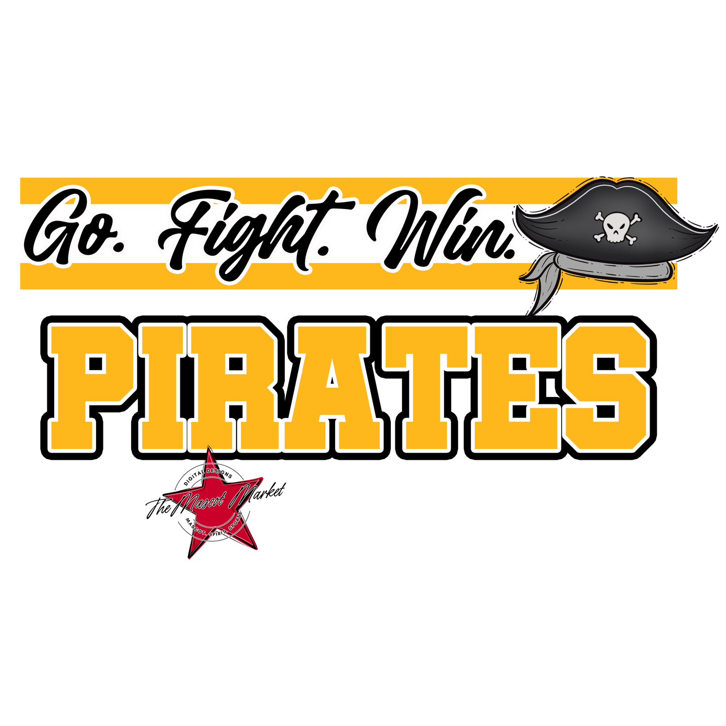 Pirates Go Fight Win Mascot Lines-Yellow