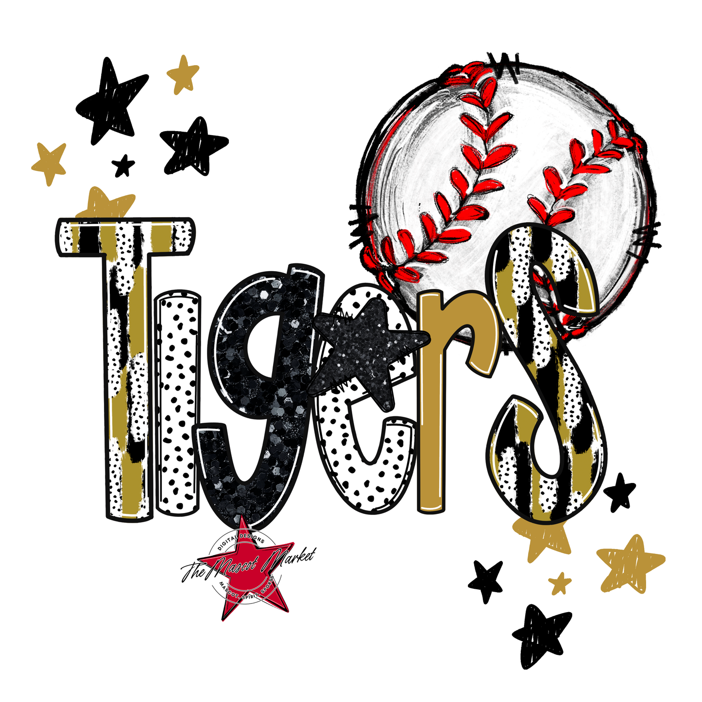 Tigers Baseball Scrape-Gold