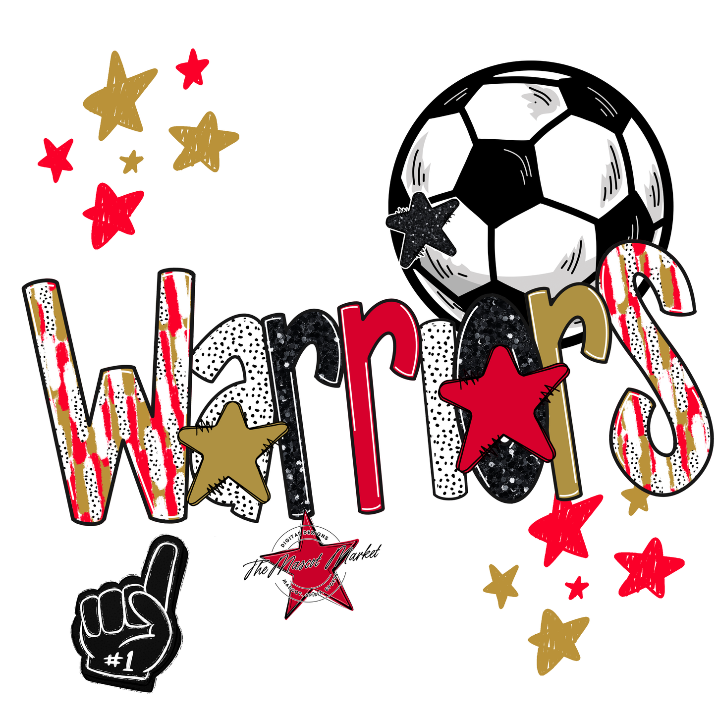 Warriors Soccer Scrape-Red-Gold