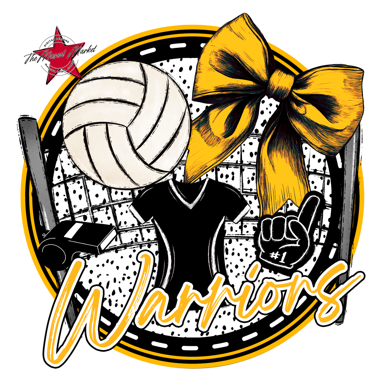 Warriors Circle Volleyball Design-Yellow