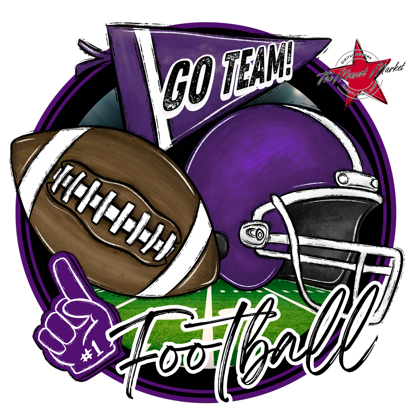 Football Circle Design-Purple