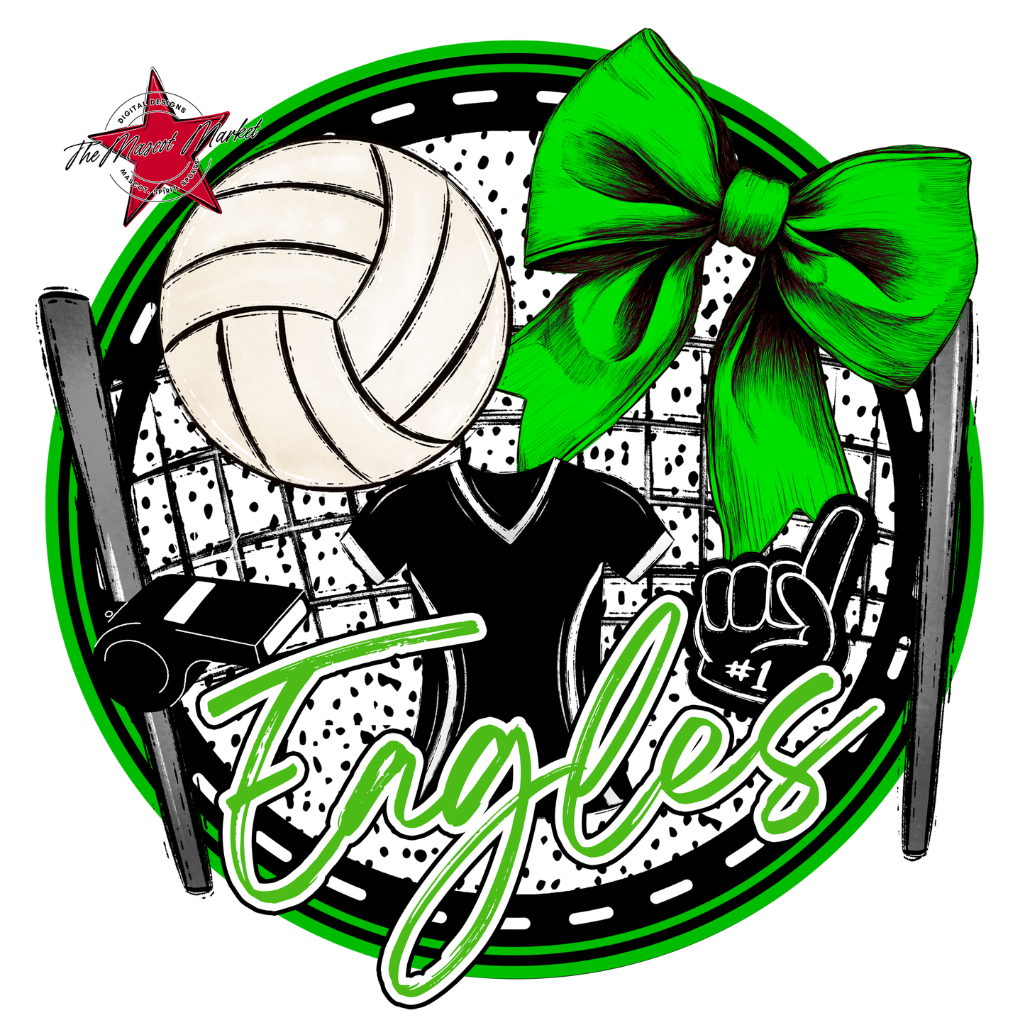 Eagles Circle Volleyball Design-Bright Green