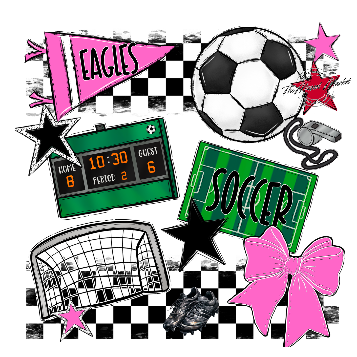 Eagles Soccer Checkers Design-Baby Pink