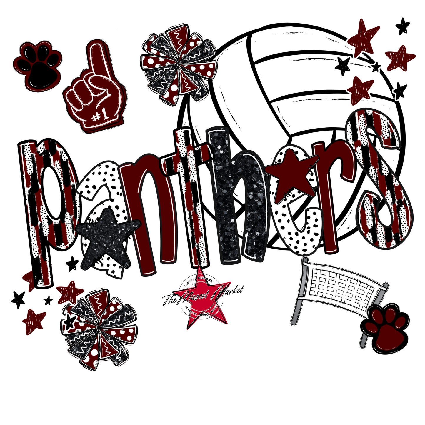 Panthers Volleyball Scrape-Maroon