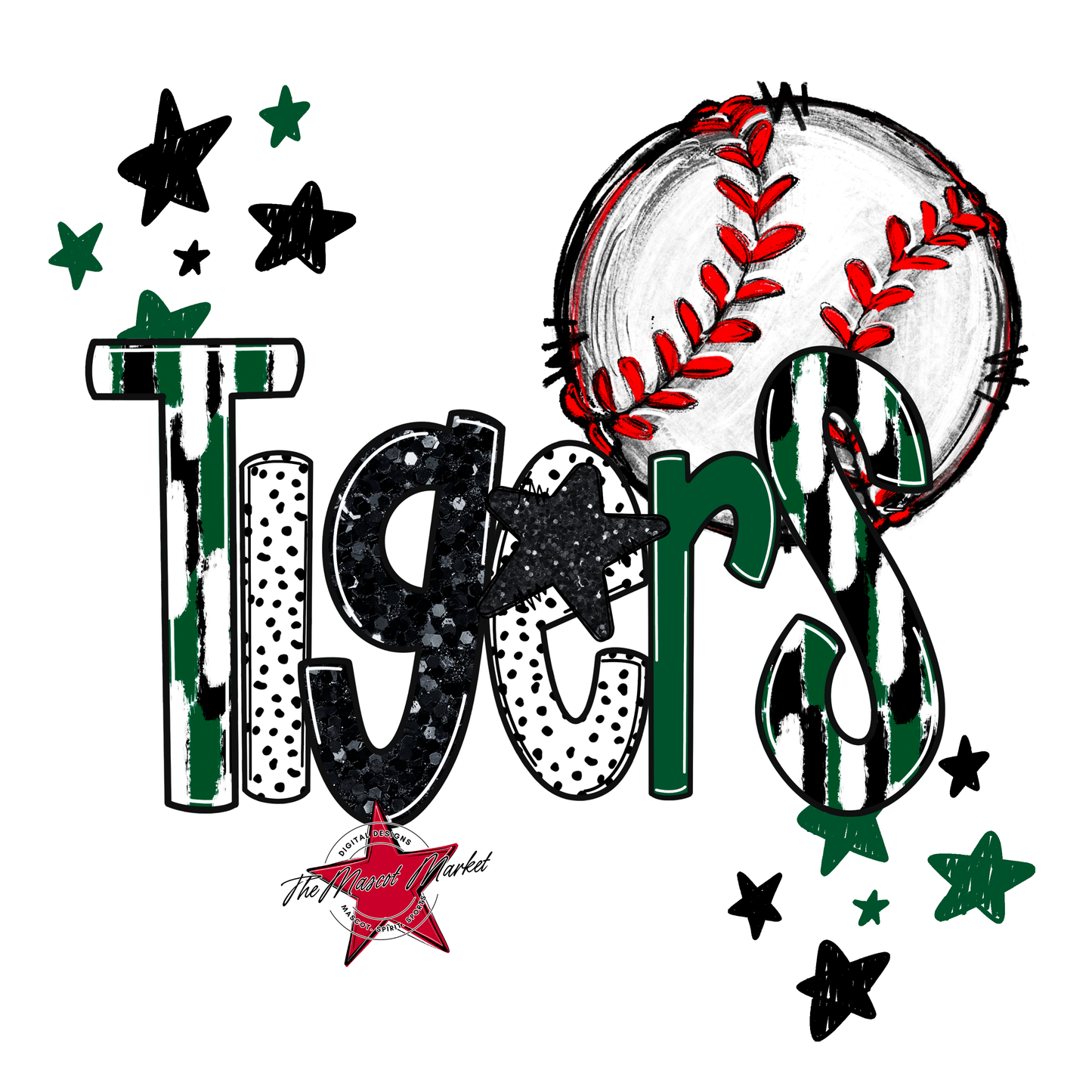 Tigers Baseball Scrape-Green