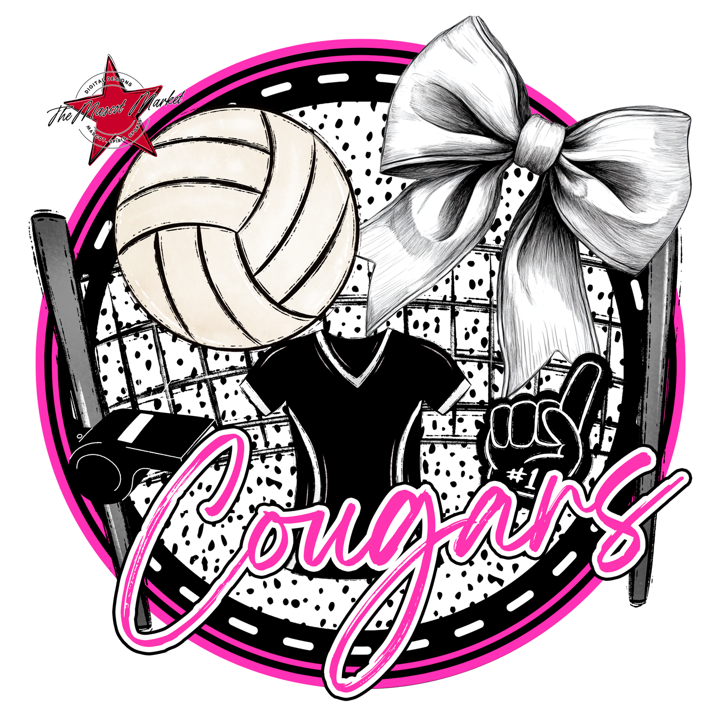 Cougars Circle Volleyball Design-Pink