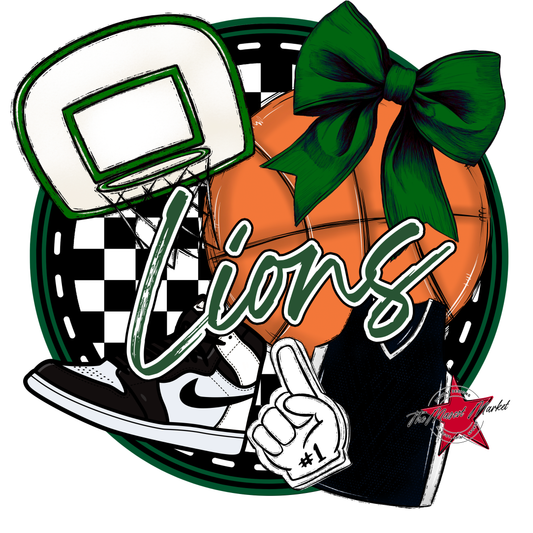 Lions Circle Basketball Design-Green