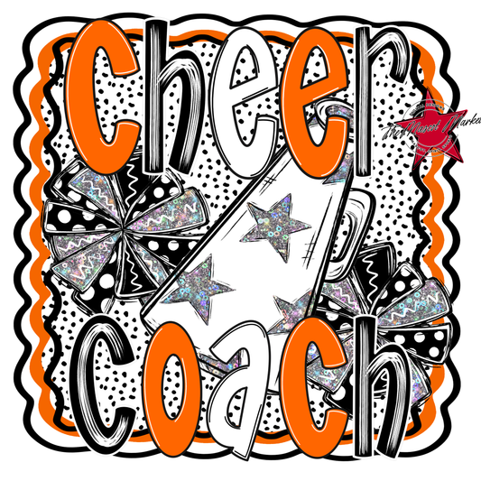 Cheer Coach Megaphone Dot Design-Orange