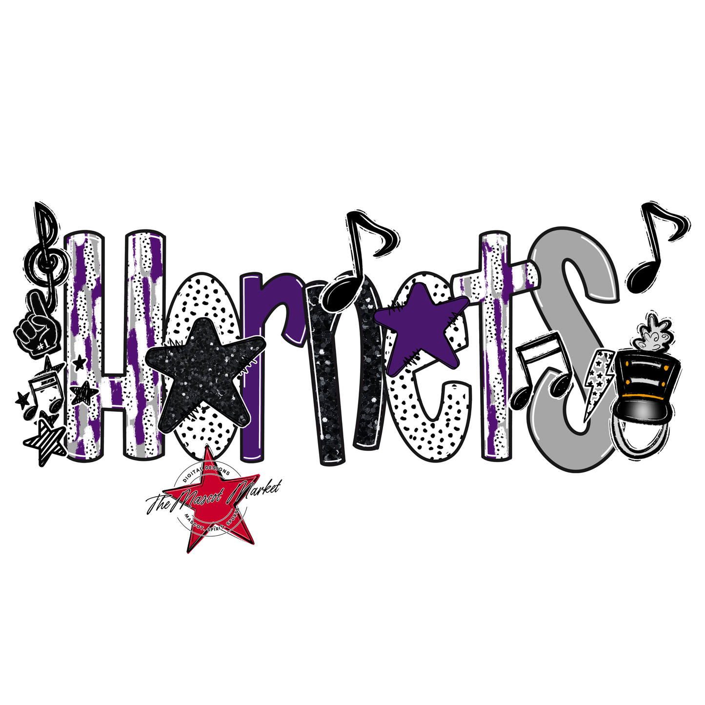 Hornets Band Scrape-Purple-Grey