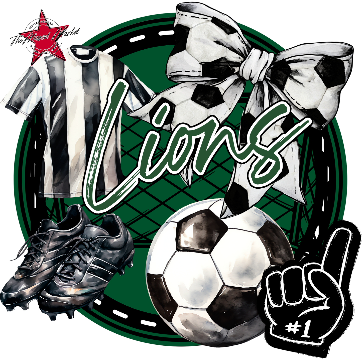 Lions Circle Soccer Design-Green