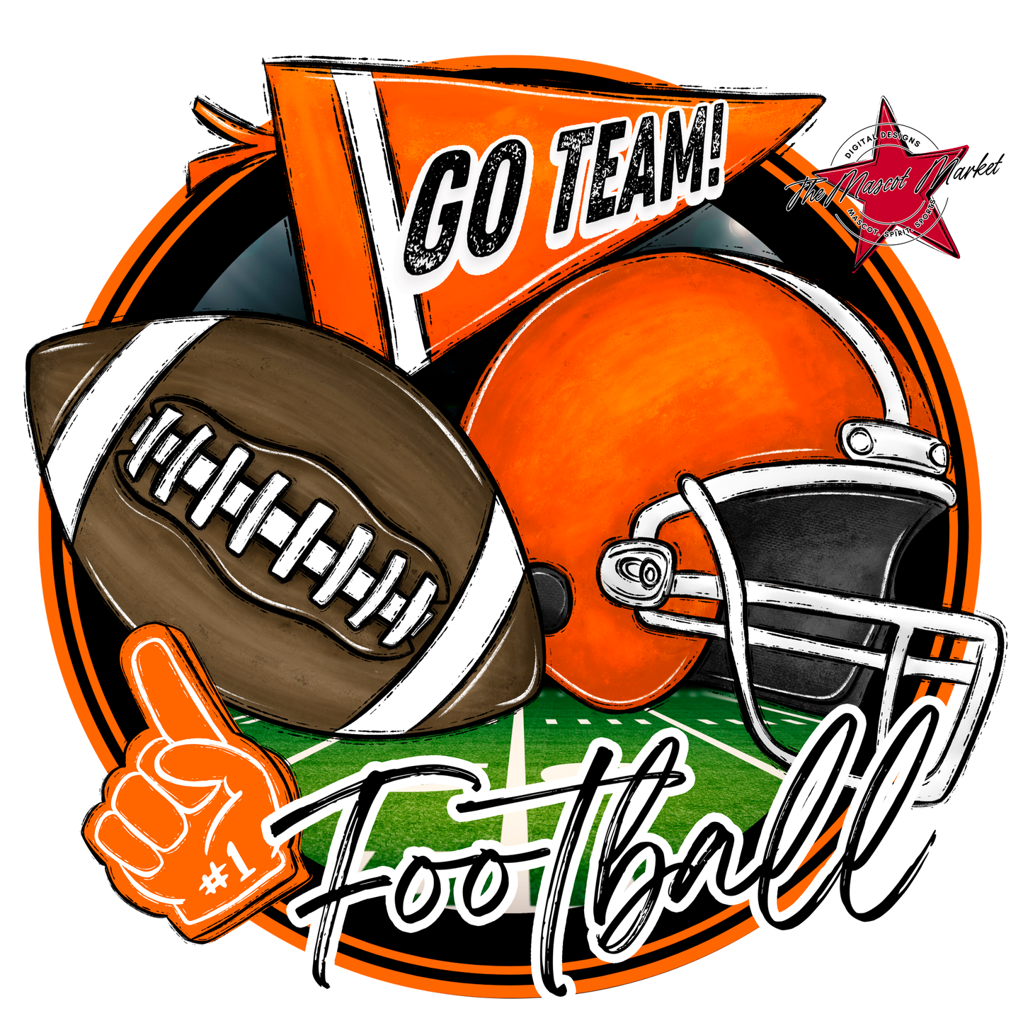 Football Circle Design-Orange