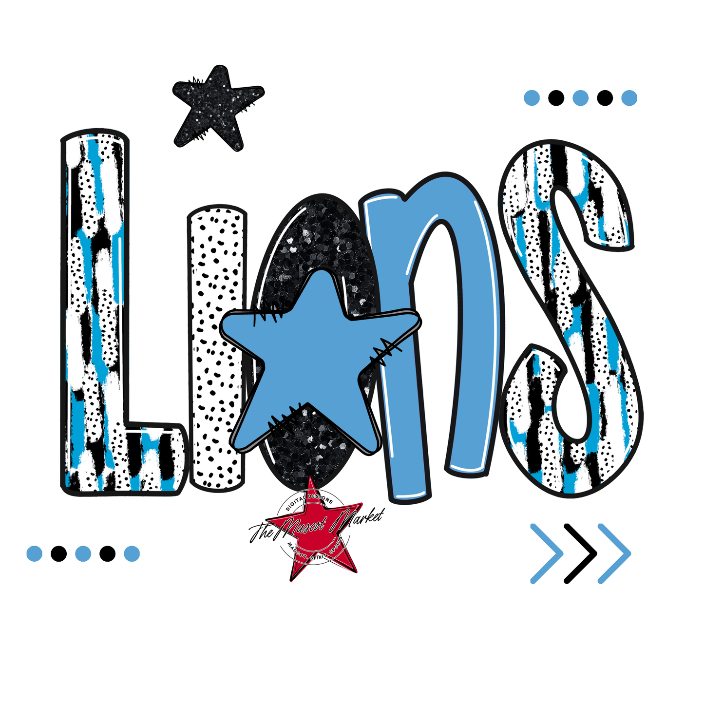 Lions Brushstroke Alpha w Arrows-Carolina Blue