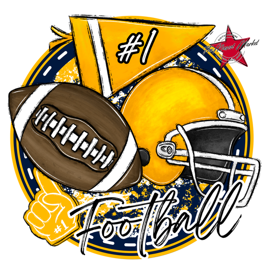 Football Circle Design-Navy-Yellow
