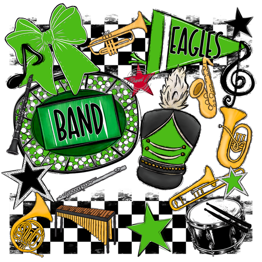 Eagles Band Checkers Design-Bright Green